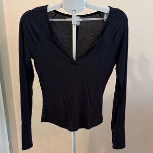 Free People Midnight Navy Long Sleeve Top